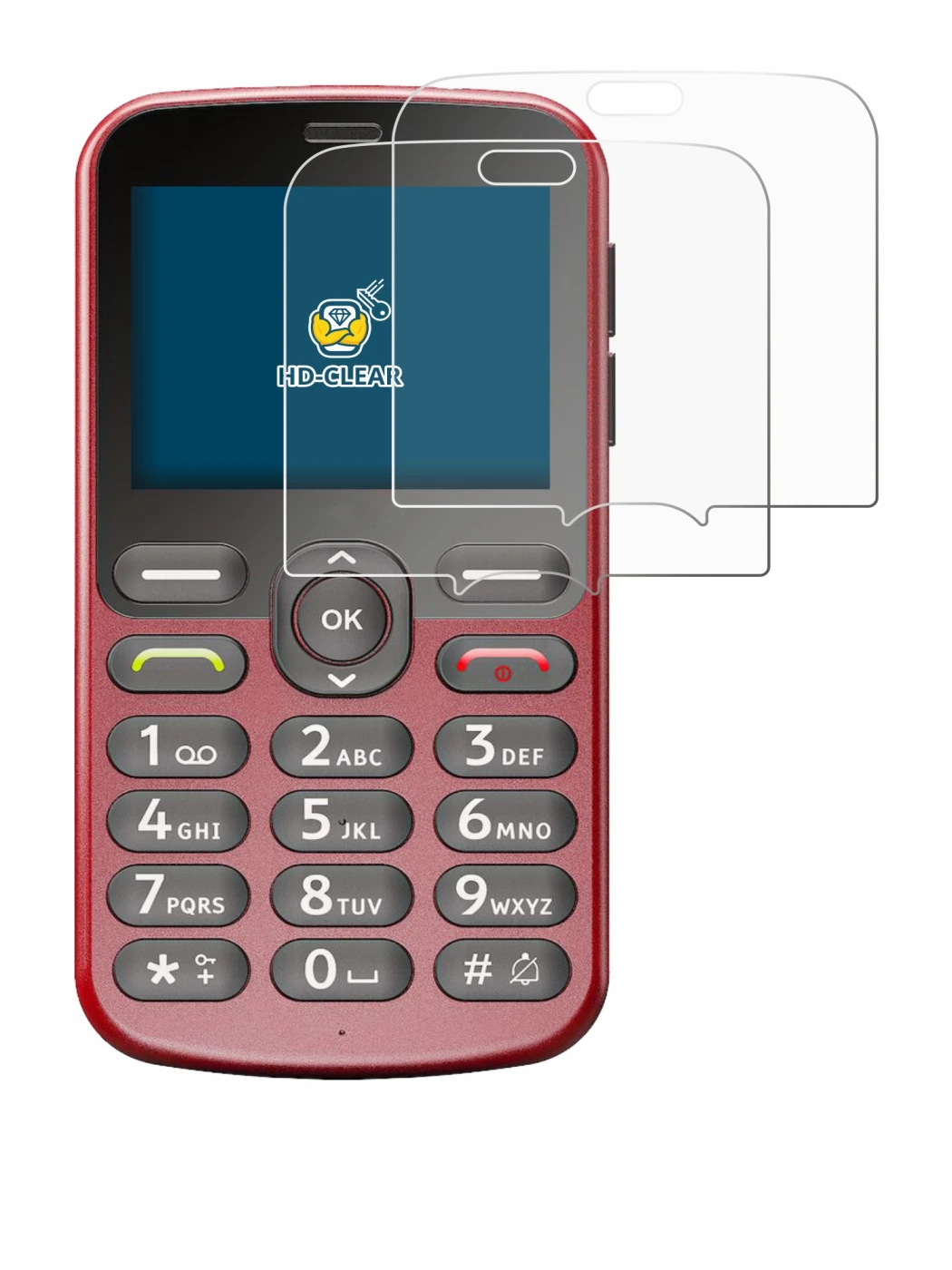 Image of the device Doro 1880 with a wide variety of screen protectors.