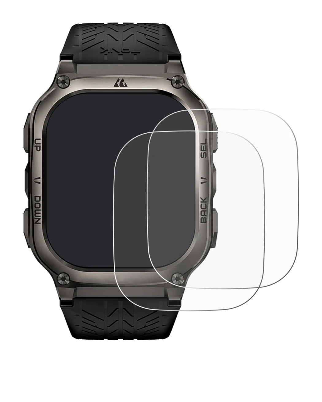 Image of the device Kospet Tank M3 with a wide variety of screen protectors.