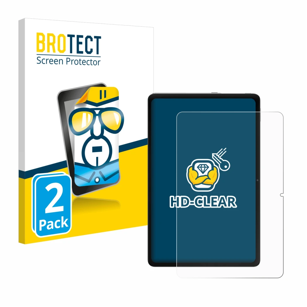 Front side of a product packaging with the brand logo BROTECT. Next to it is the device Xiaomi Redmi Pad Pro 5G shown with the