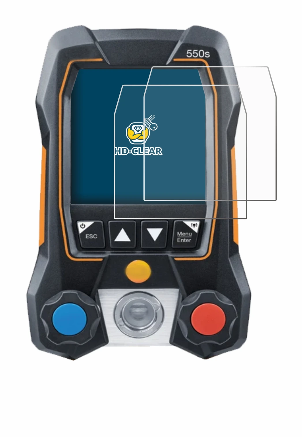 Image of the device Testo 550s with a wide variety of screen protectors.