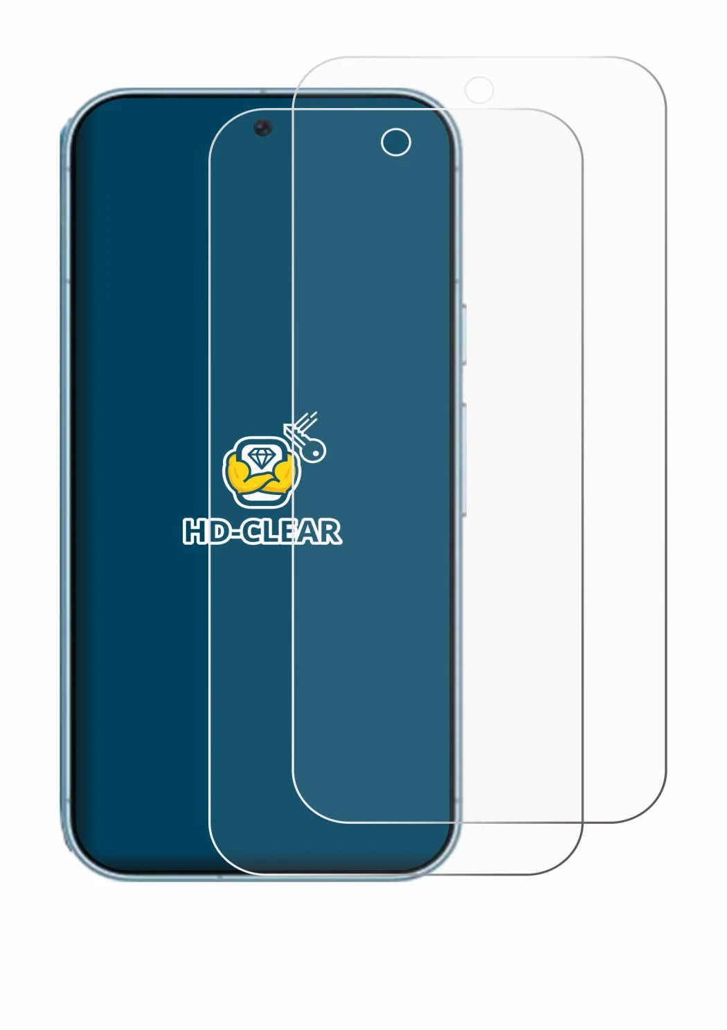 Image of the device Google Pixel 9 Pro with a wide variety of screen protectors.