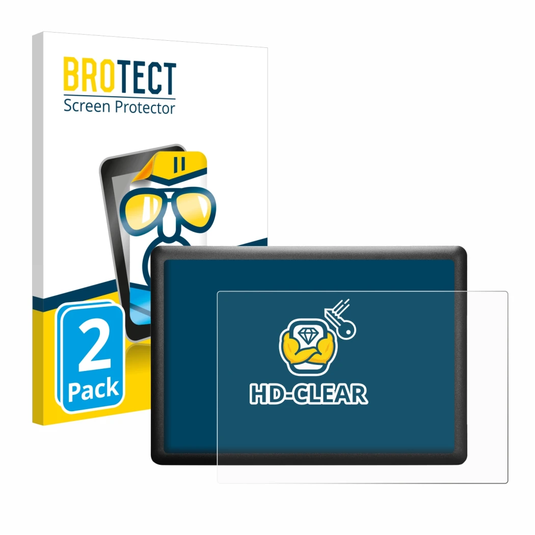 Front side of a product packaging with the brand logo BROTECT. Next to it is the device Wacom One S CTL-472-S shown with the c