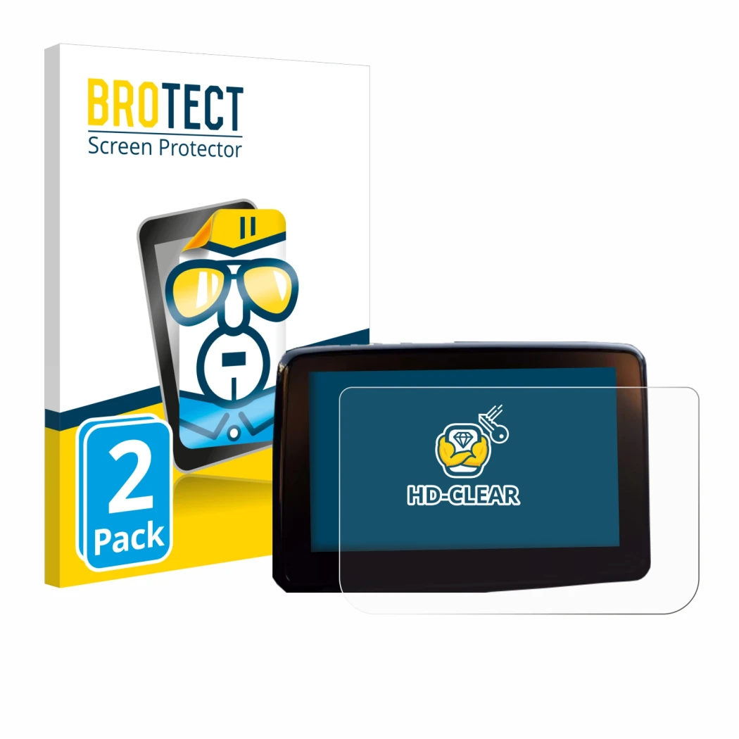 Front side of a product packaging with the brand logo BROTECT. Next to it is the device Mazda 2 BJ 2024 shown with the corresp