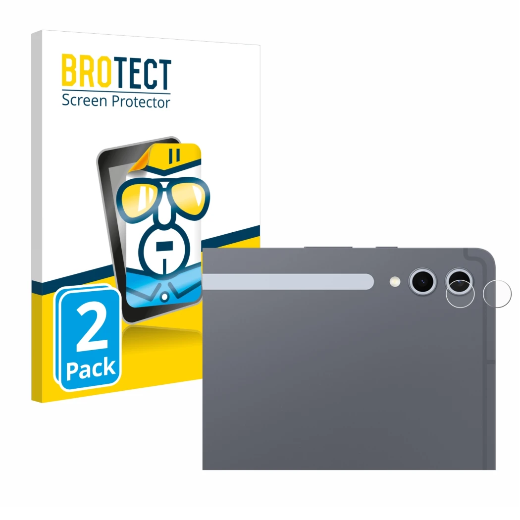 Front side of a product packaging with the brand logo BROTECT. Next to it is the device Samsung Galaxy Tab S10 Plus 5G (ONLY C