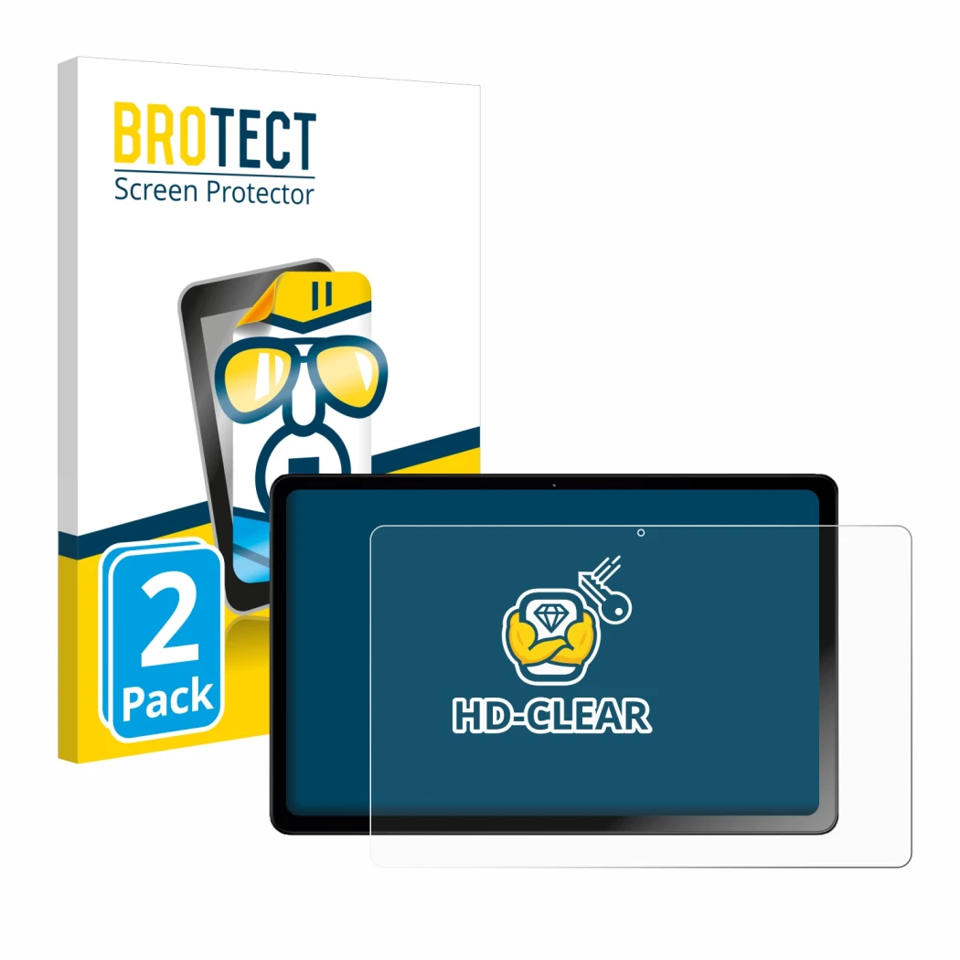 Front side of a product packaging with the brand logo BROTECT. Next to it is the device HMD T21 shown with the corresponding s