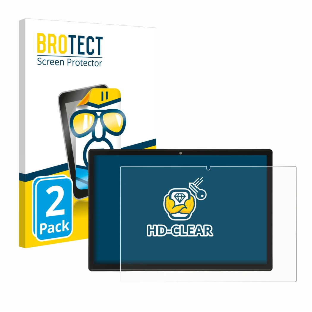 Front side of a product packaging with the brand logo BROTECT. Next to it is the device Acepad A150 shown with the correspondi