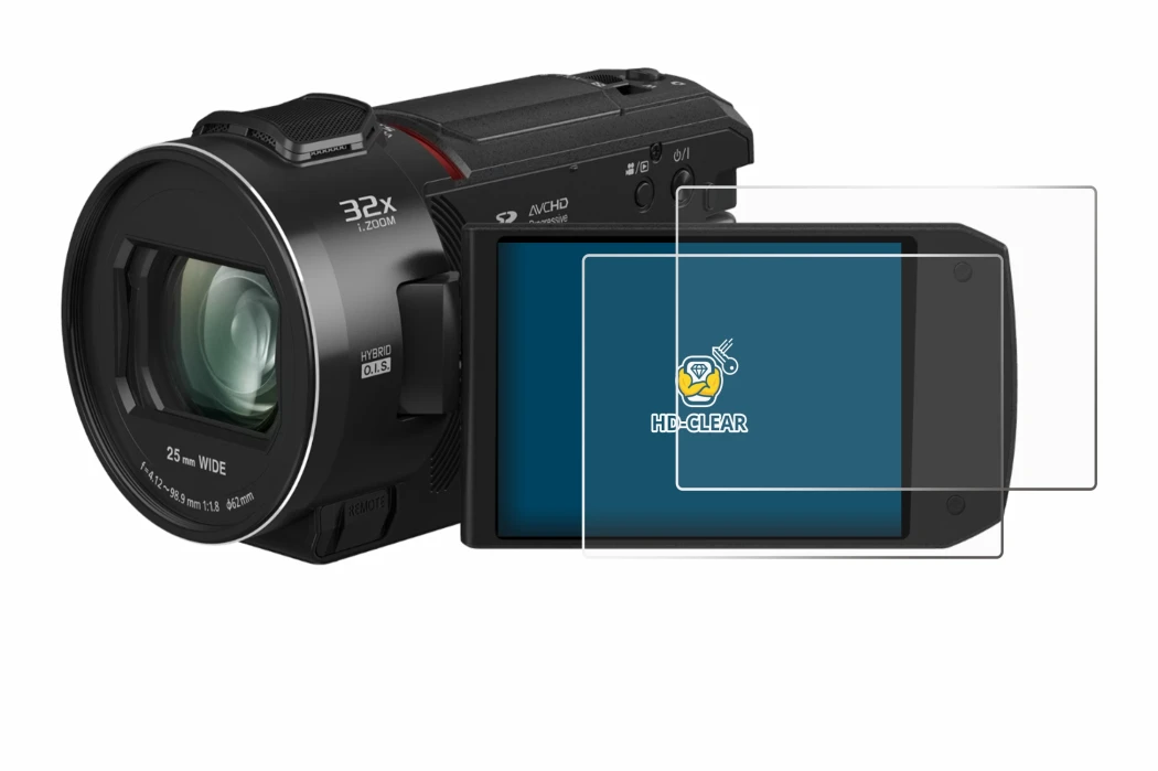 Image of the device Panasonic HC-VX3 with a wide variety of screen protectors.