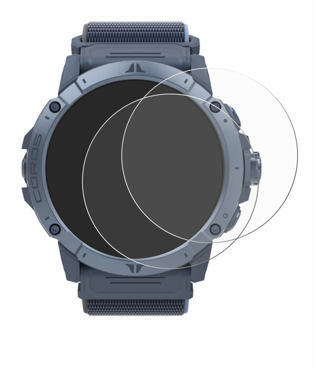 Image of the device Coros Vertix 2S with a wide variety of screen protectors.