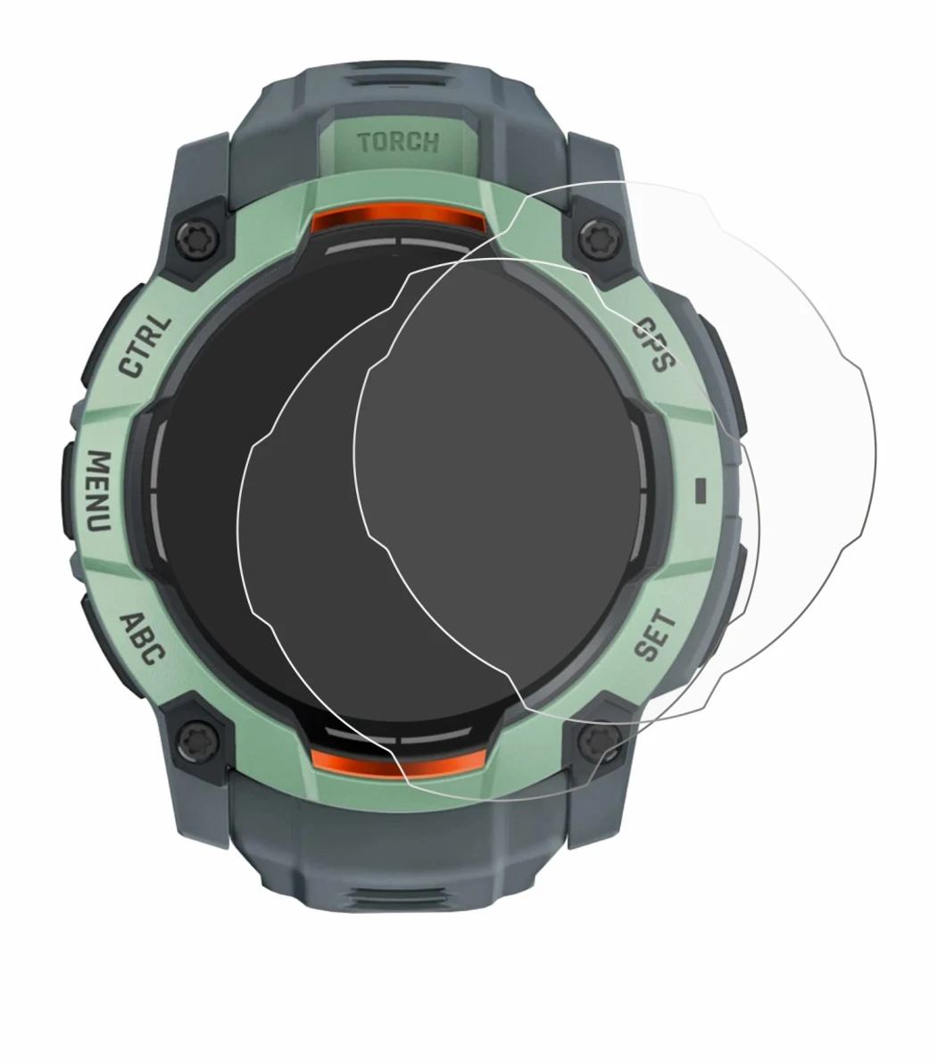 Image of the device Garmin Instinct 3 AMOLED (45 mm) with a wide variety of screen protectors.