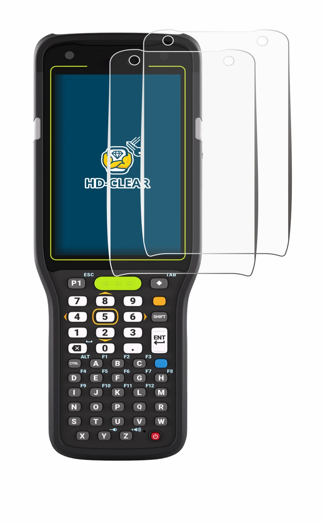 Image of the device Zebra MC3400 with a wide variety of screen protectors.