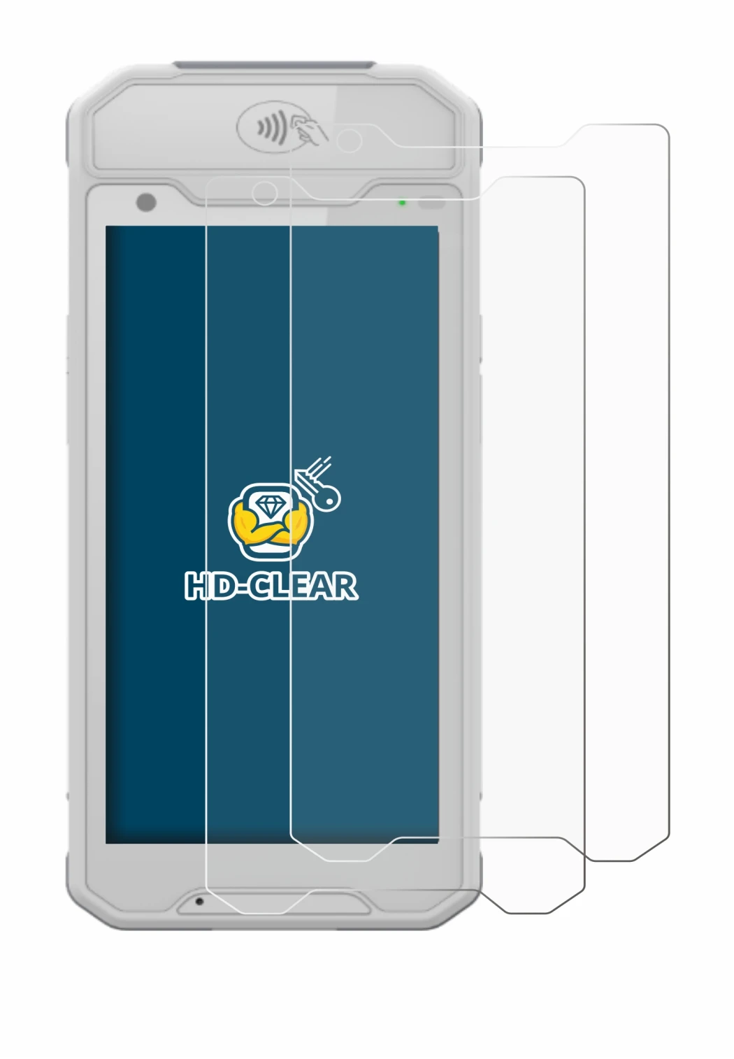 Image of the device Dojo Pocket with a wide variety of screen protectors.
