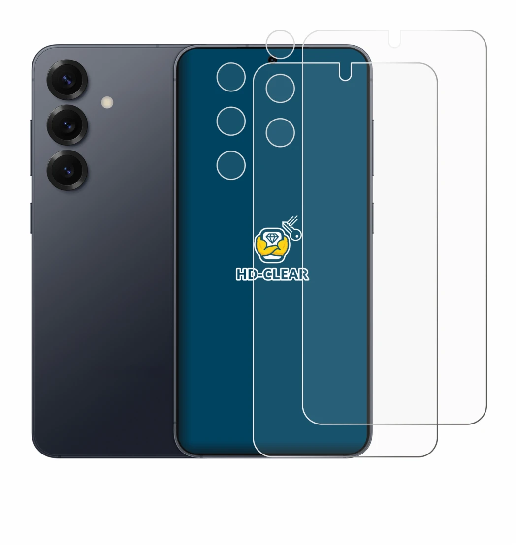 Image of the device Samsung Galaxy S25 (Front+Camera) with a wide variety of screen protectors.