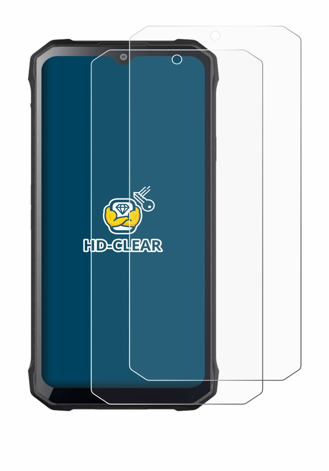 Image of the device Hotwav T7S with a wide variety of screen protectors.