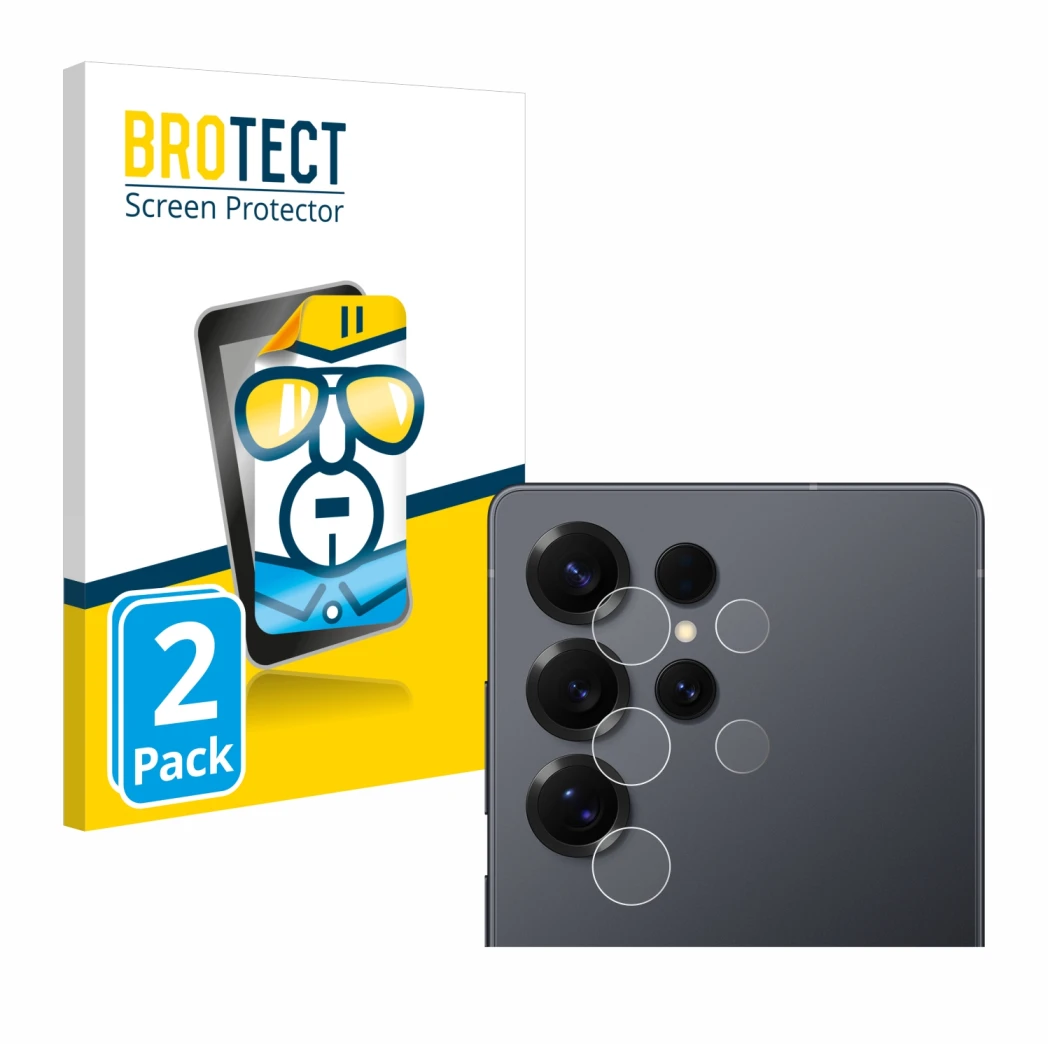 Front side of a product packaging with the brand logo BROTECT. Next to it is the device Samsung Galaxy S25 Ultra Enterprise Ed