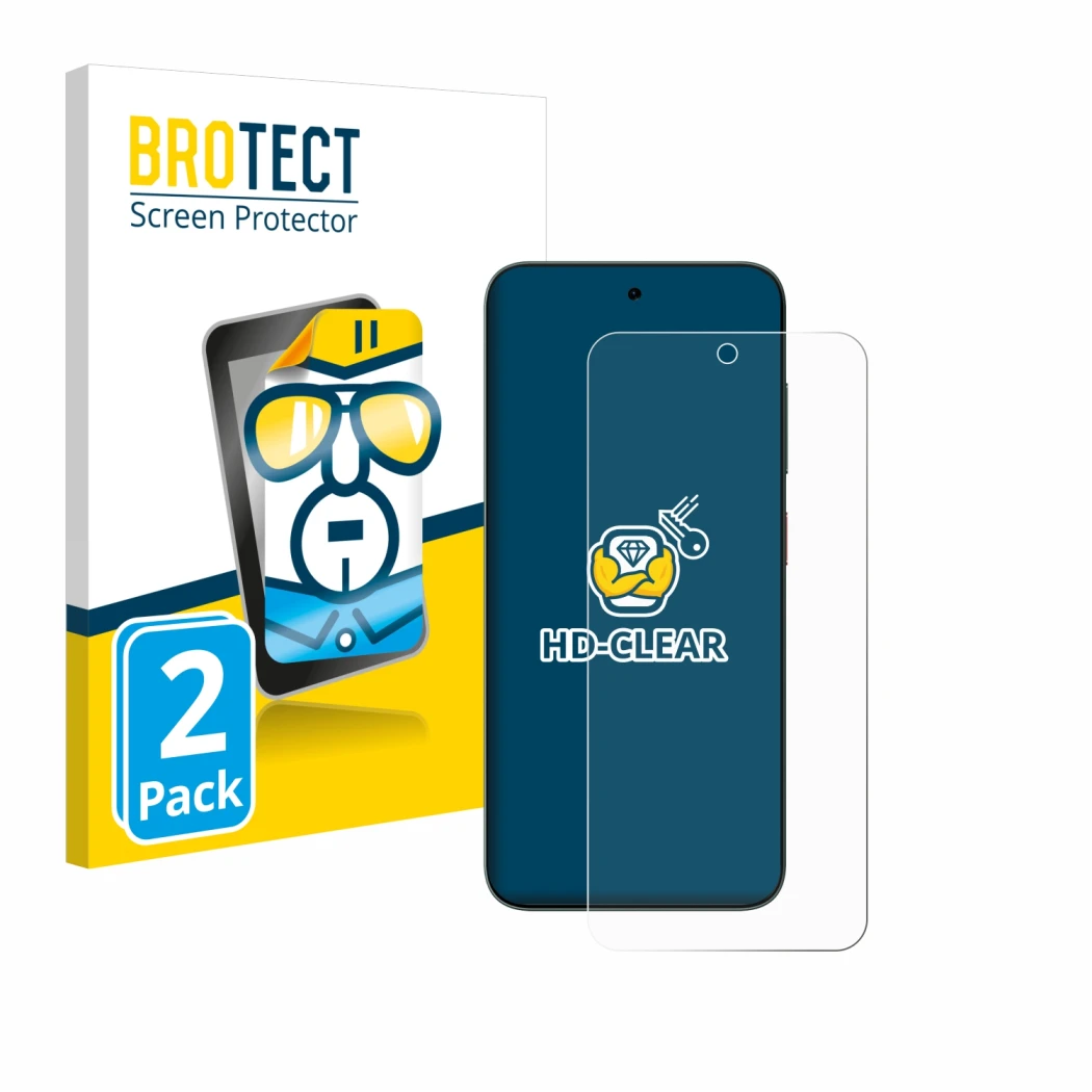 Front side of a product packaging with the brand logo BROTECT. Next to it is the device ZTE Blade V70 shown with the correspon