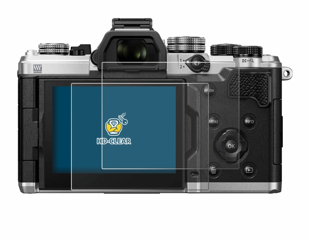 Image of the device OM System OM-3 with a wide variety of screen protectors.