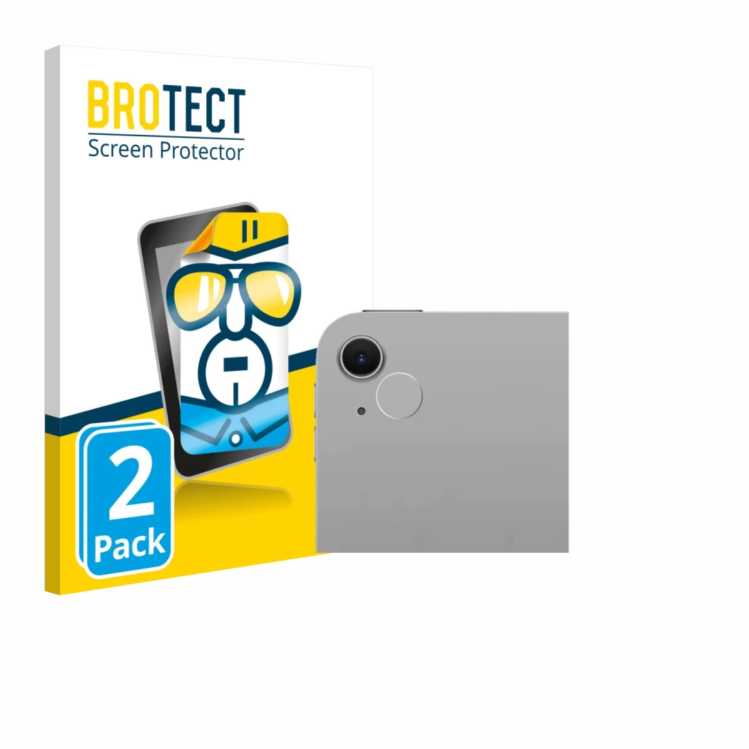 Front side of a product packaging with the brand logo BROTECT. Next to it is the device Apple iPad Air 13
