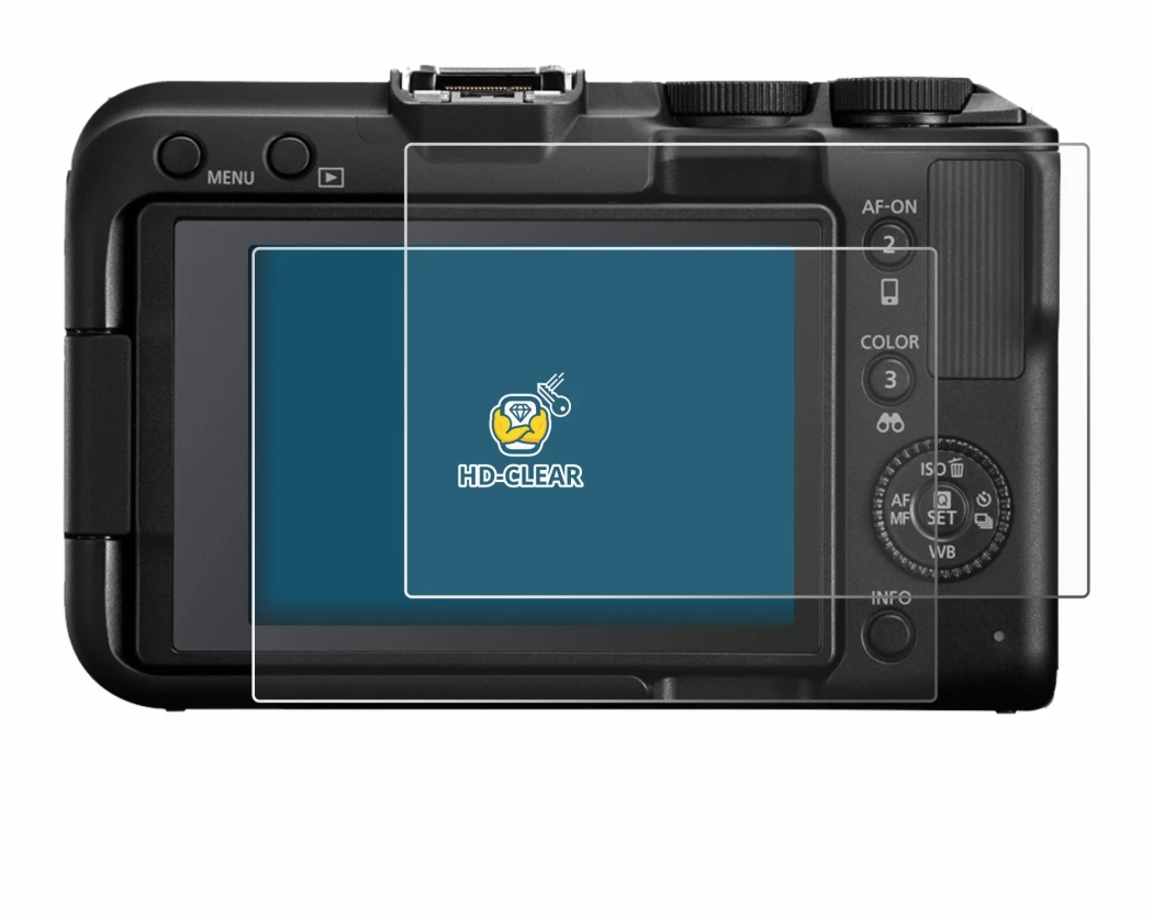 Image of the device Canon EOS R50 V with a wide variety of screen protectors.