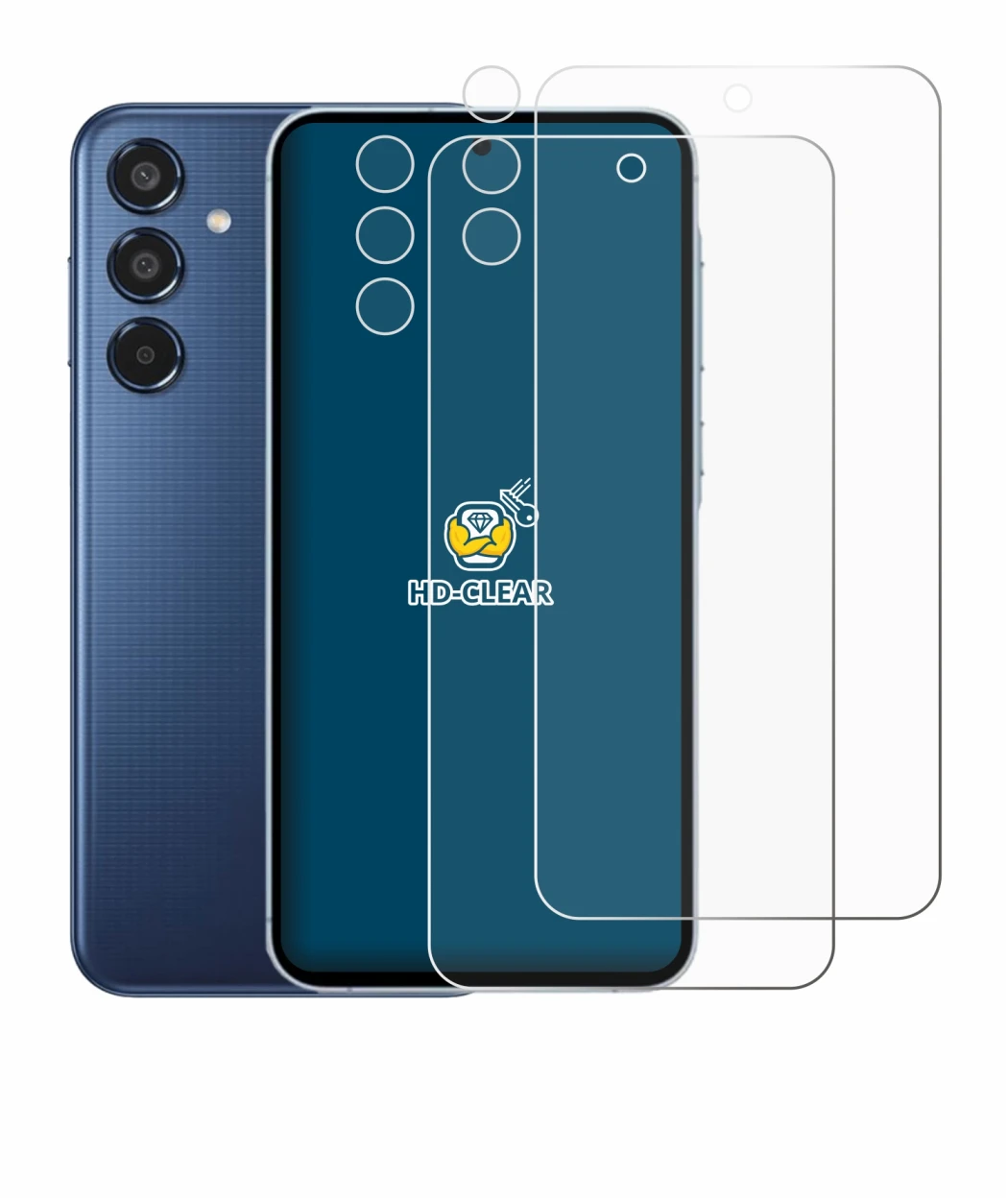 Image of the device Samsung Galaxy M35 (Front+Camera) with a wide variety of screen protectors.