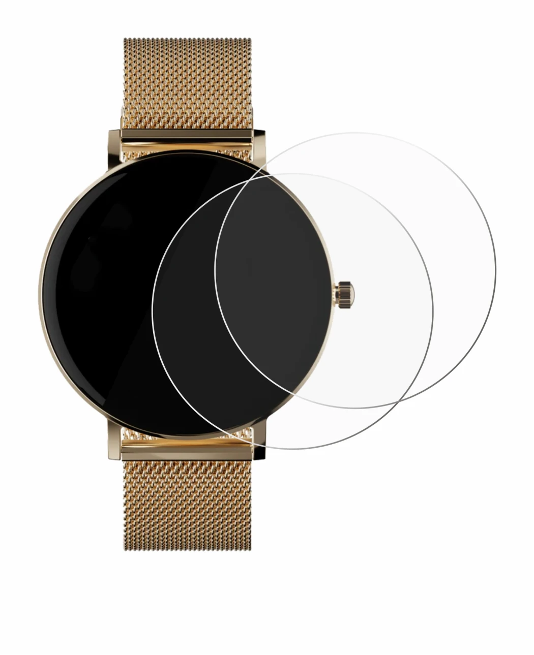 Image of the device ZenWatch Venice Pro with a wide variety of screen protectors.