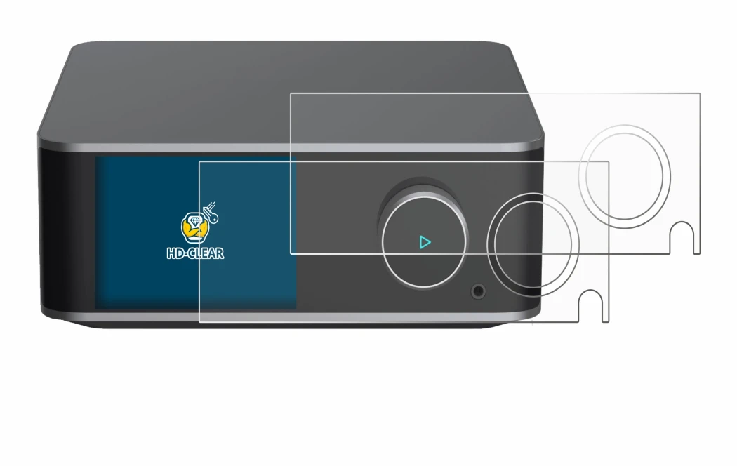 Image of the device WiiM Ultra with a wide variety of screen protectors.