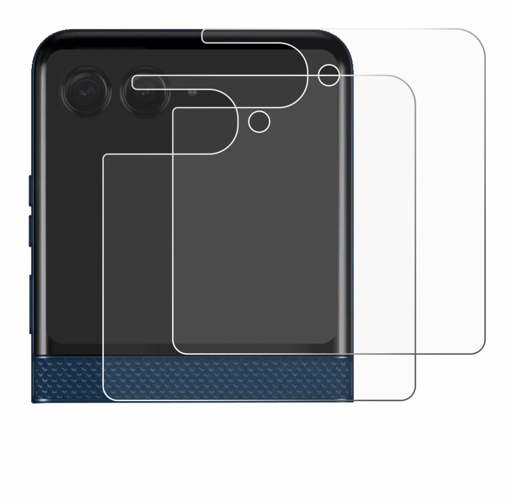 Image of the device Motorola Razr 60 (Back display) with a wide variety of screen protectors.