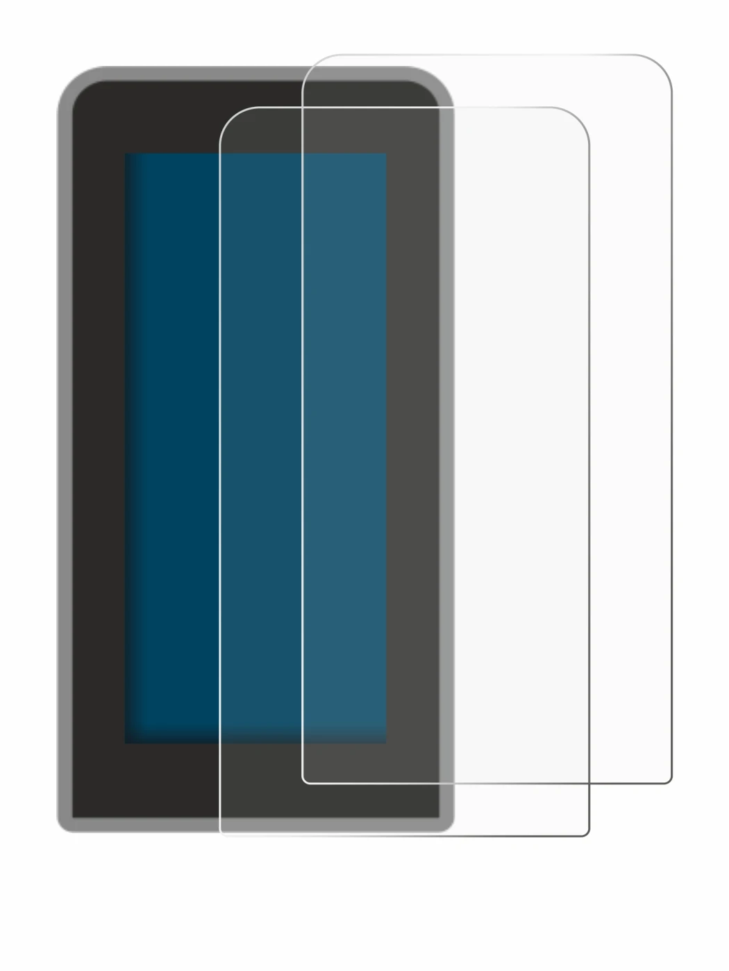 Image of the device Tenways CGO600 Pro with a wide variety of screen protectors.