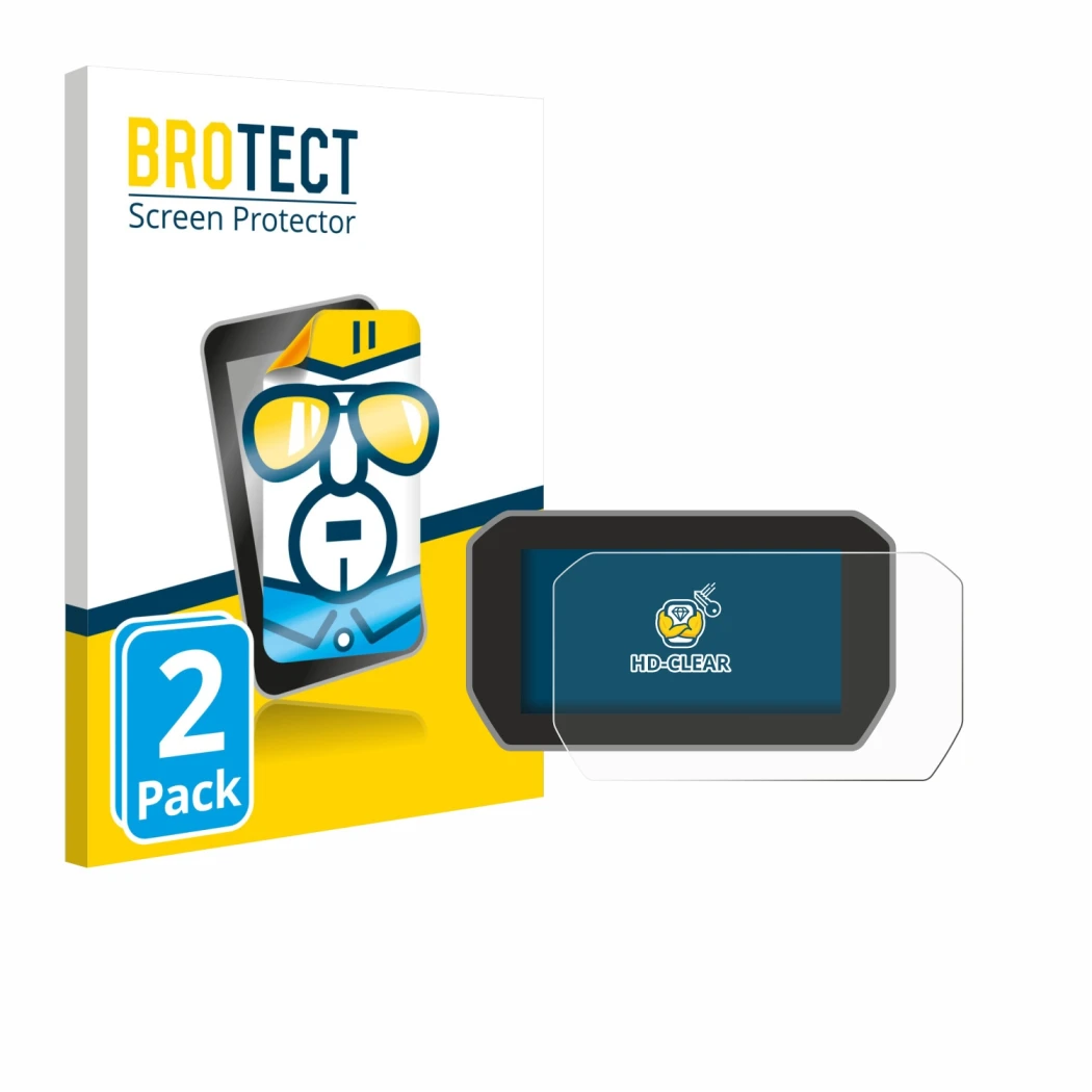 Front side of a product packaging with the brand logo BROTECT. Next to it is the device Ducati V4 Rally (2024) shown with the 