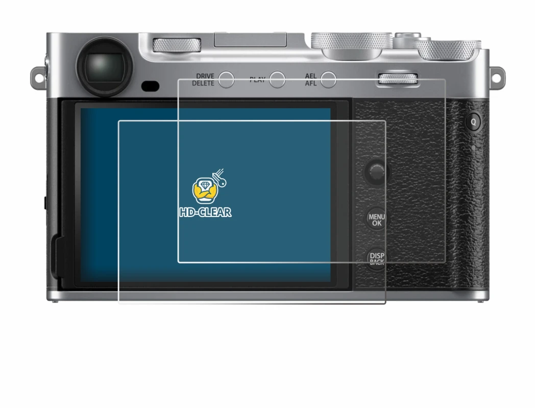 Image of the device Fujifilm X-E5 with a wide variety of screen protectors.