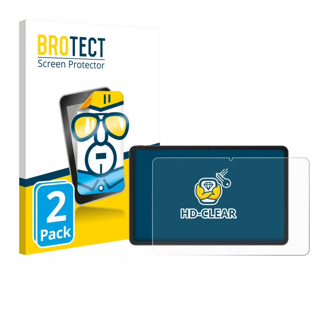 Front side of a product packaging with the brand logo BROTECT. Next to it is the device Doogee V Pad 12