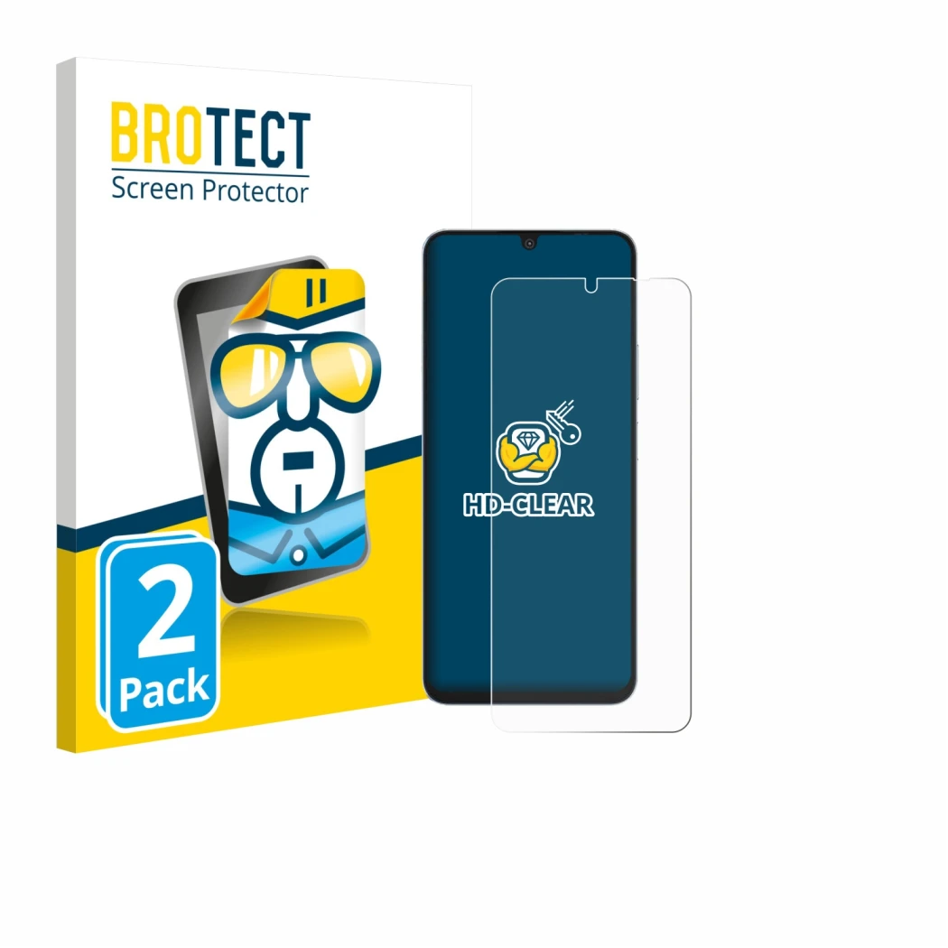 Front side of a product packaging with the brand logo BROTECT. Next to it is the device Blackview Shark 6 5G shown with the co