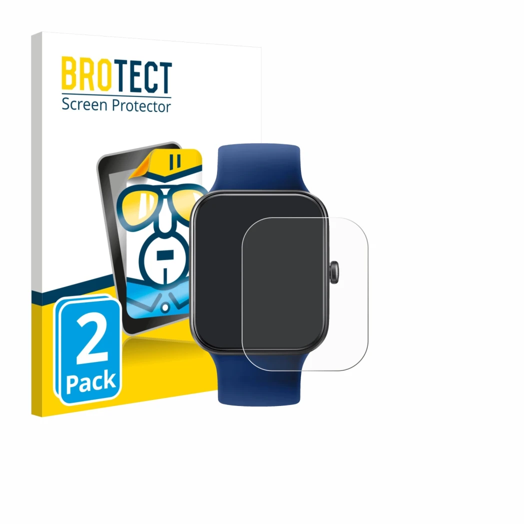Front side of a product packaging with the brand logo BROTECT. Next to it is the device Decathlon CW500 M shown with the corre