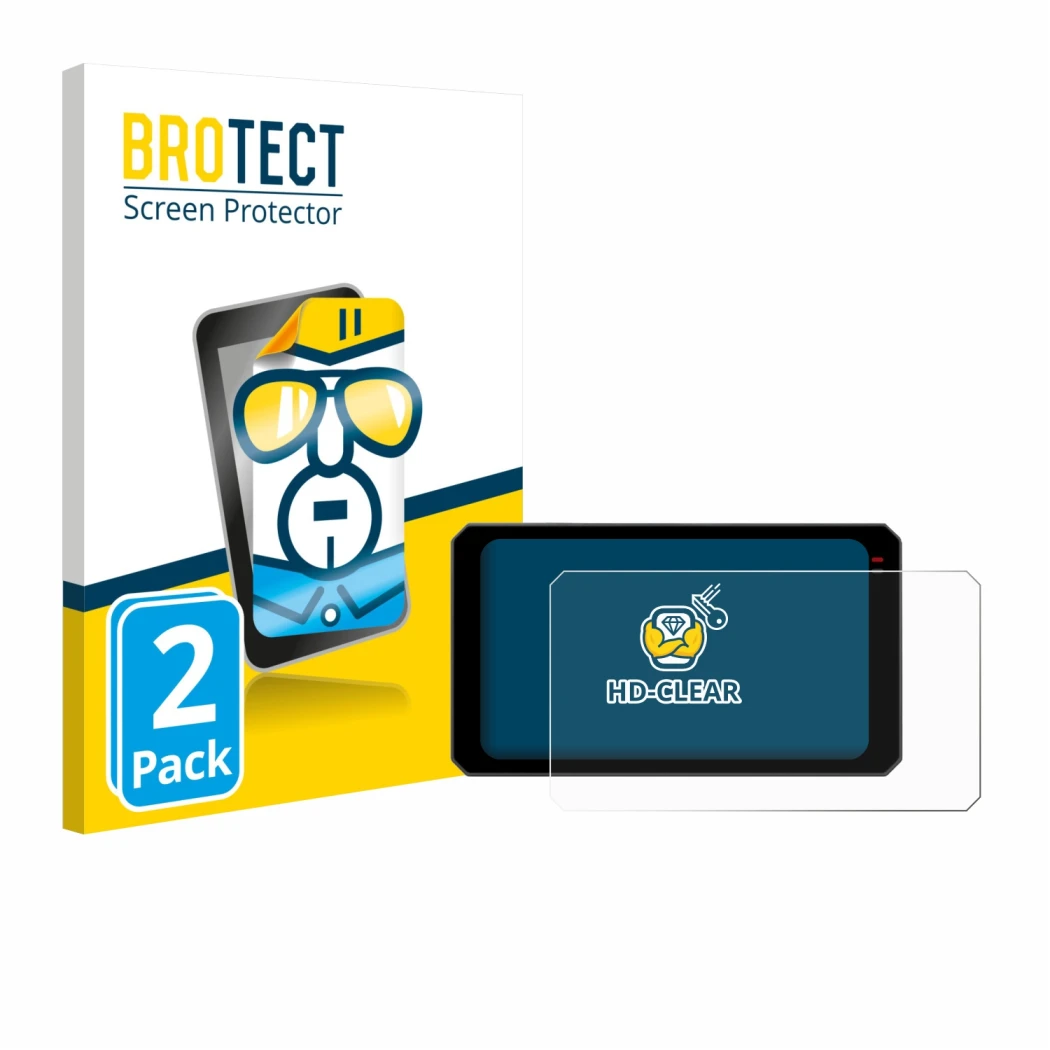 Front side of a product packaging with the brand logo BROTECT. Next to it is the device Chigee AIO-6 Max shown with the corres