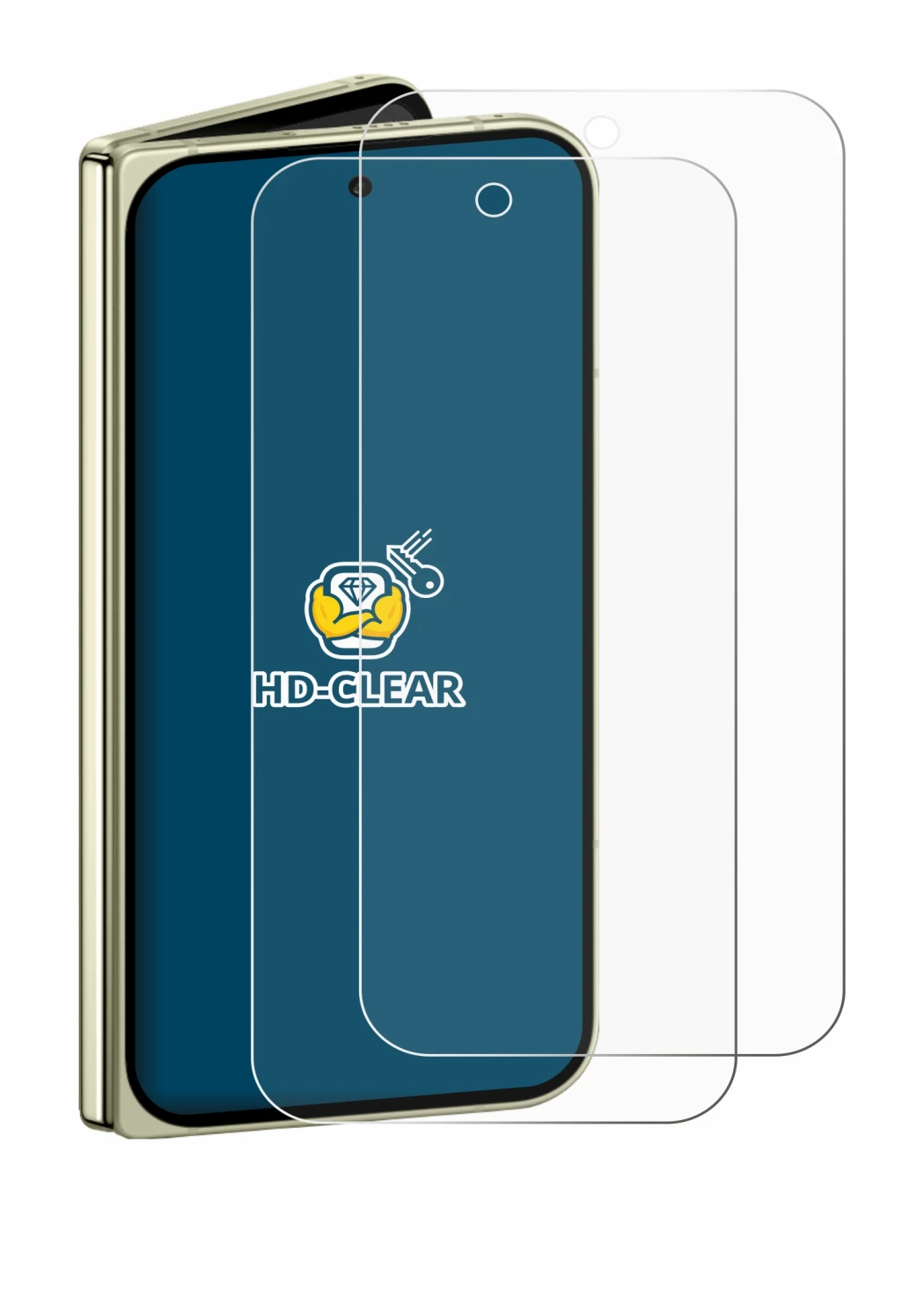 Image of the device Google Pixel 10 Pro Fold with a wide variety of screen protectors.