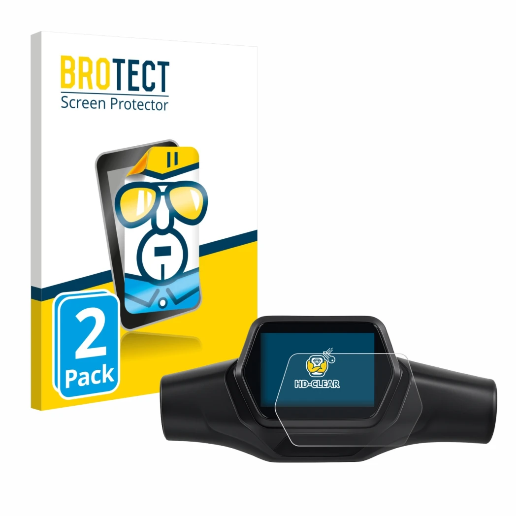 Front side of a product packaging with the brand logo BROTECT. Next to it is the device Segway Ninebot ZT3 D shown with the co