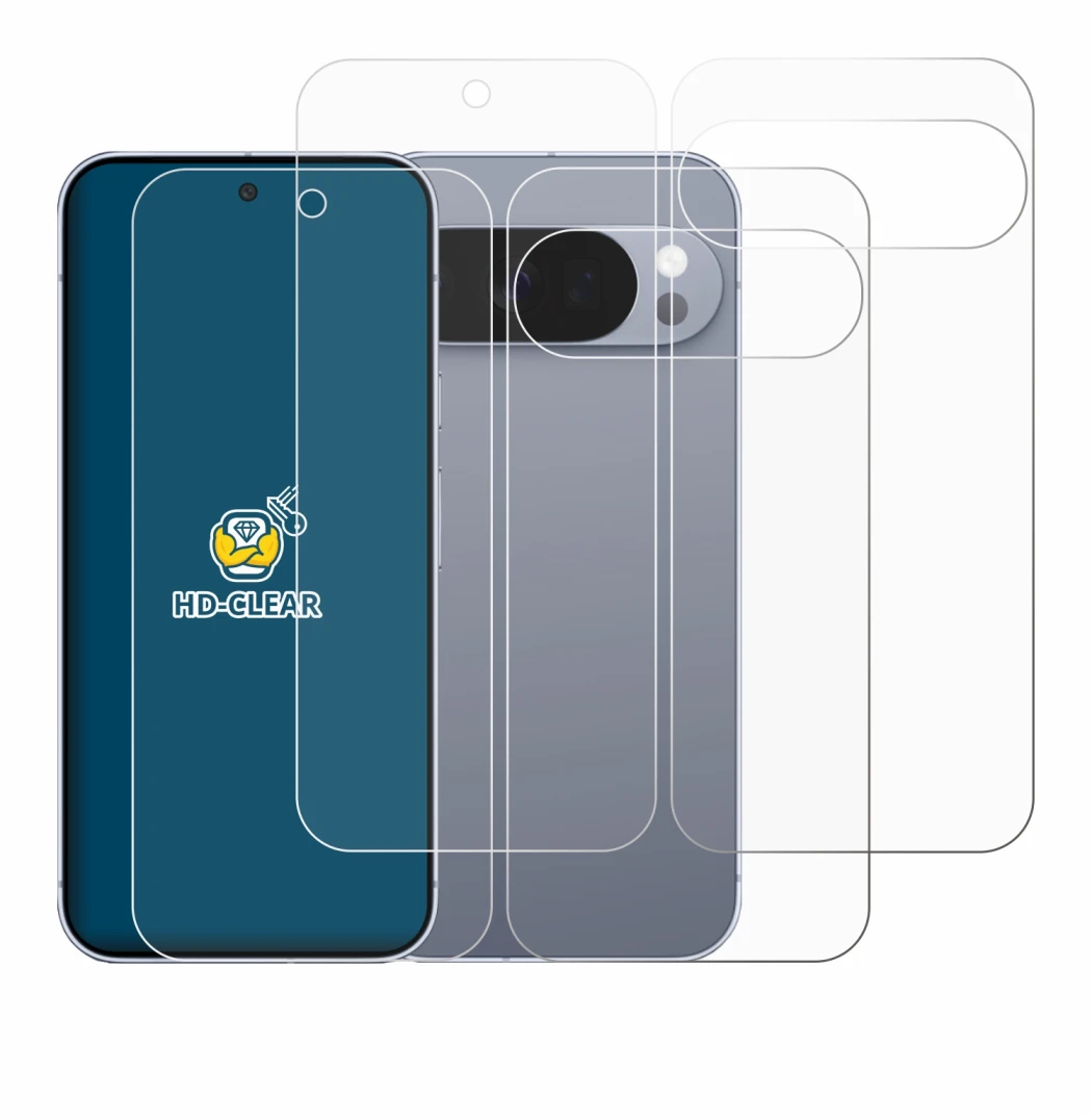 Image of the device Google Pixel 10 Pro (Front+Back) with a wide variety of screen protectors.