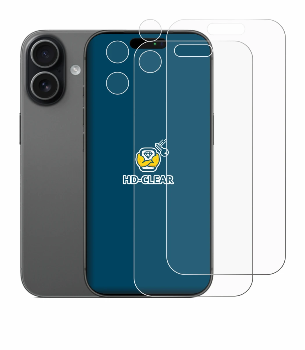 Image of the device Apple iPhone 17 (Front+Camera) with a wide variety of screen protectors.