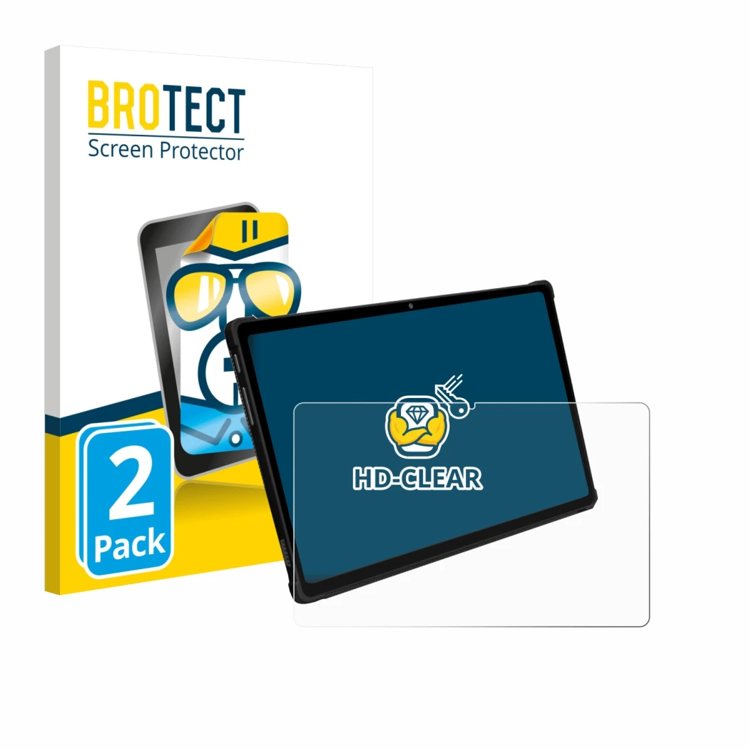 Front side of a product packaging with the brand logo BROTECT. Next to it is the device FASTWD X609 T181-EEA 11