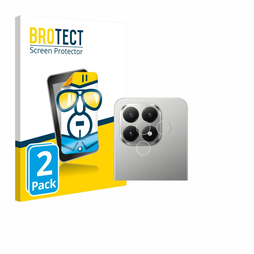 Front side of a product packaging with the brand logo BROTECT. Next to it is the device Xiaomi 15T (ONLY Camera Lens) shown wi