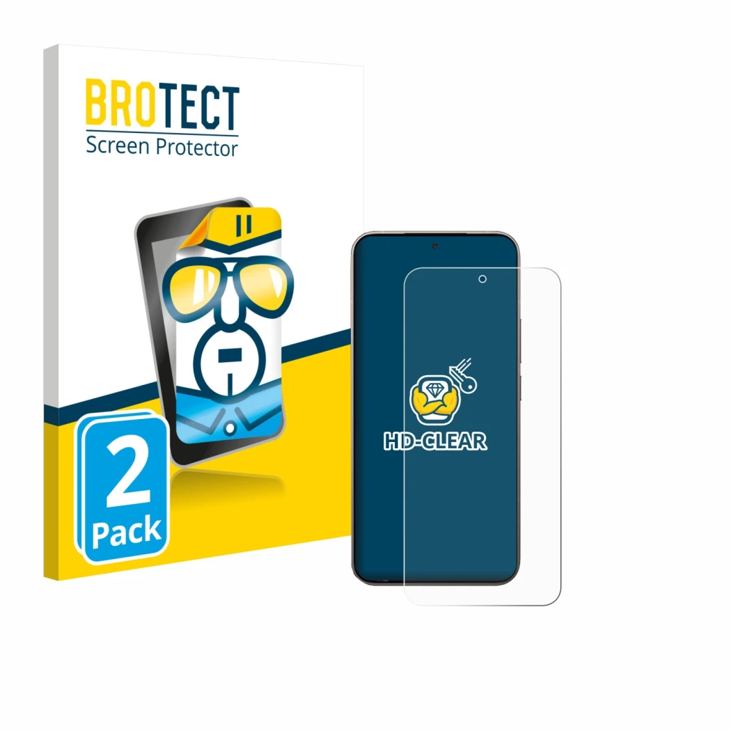 Front side of a product packaging with the brand logo BROTECT. Next to it is the device Xiaomi 15T Pro shown with the correspo