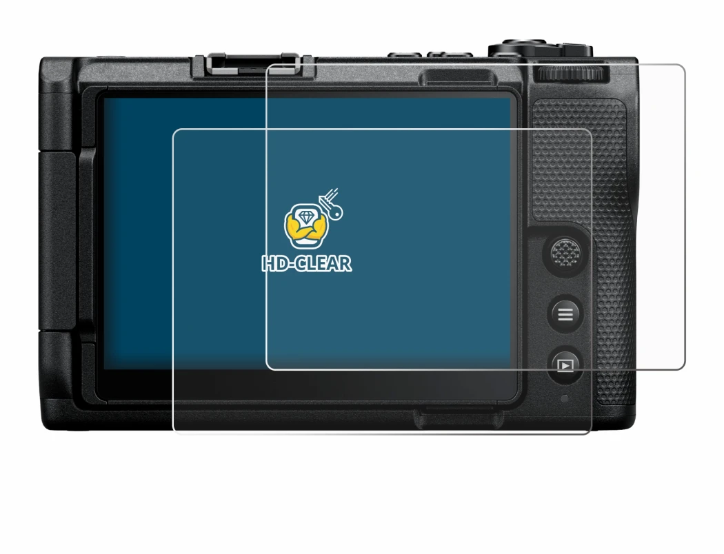 Image of the device Nikon ZR with a wide variety of screen protectors.
