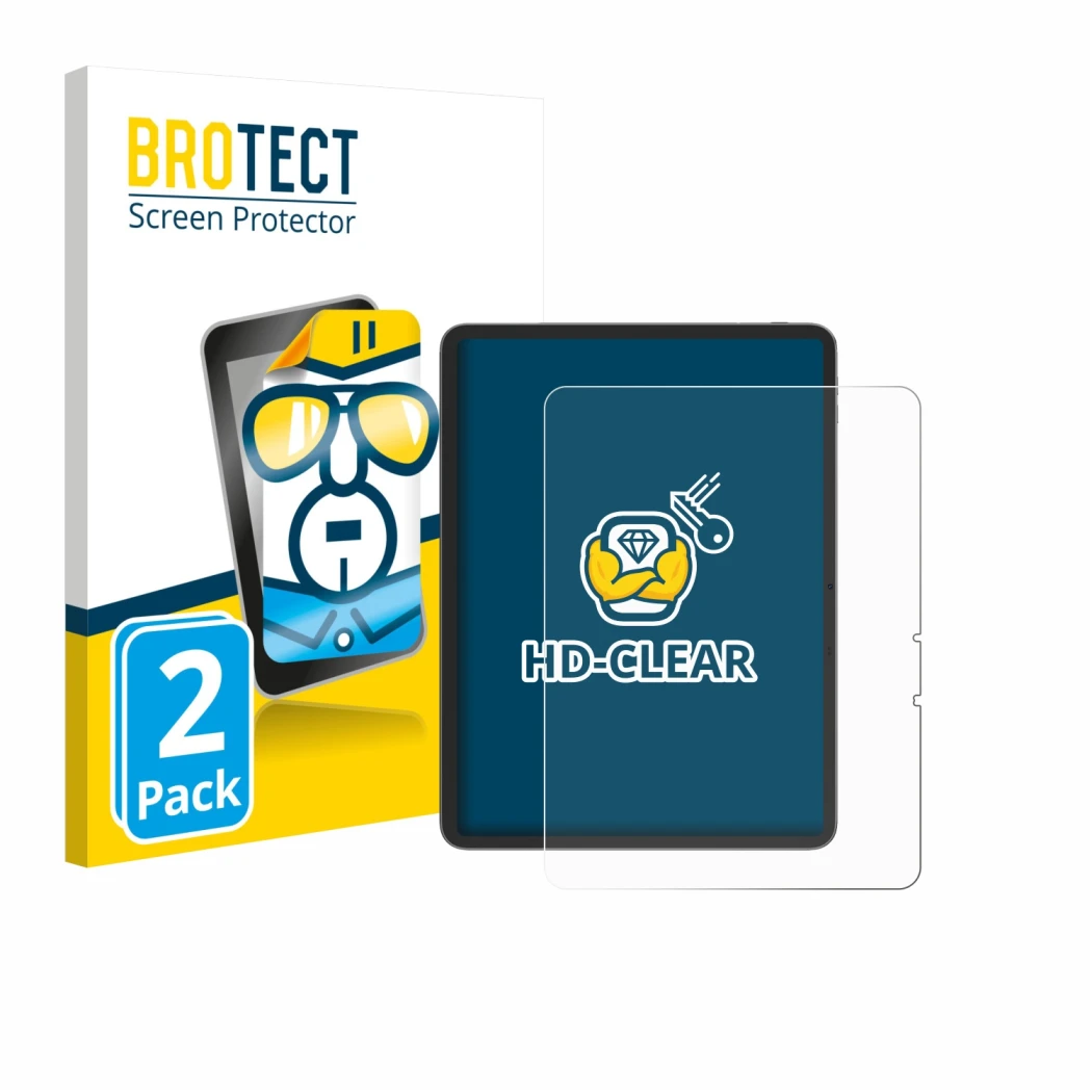 Front side of a product packaging with the brand logo BROTECT. Next to it is the device Blackview Link 8 shown with the corres