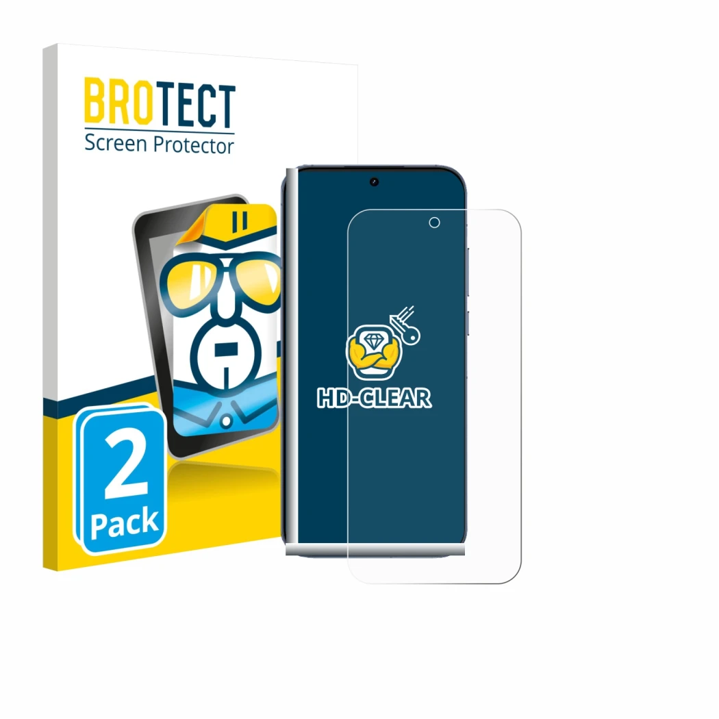 Front side of a product packaging with the brand logo BROTECT. Next to it is the device realme GT 8 Pro shown with the corresp