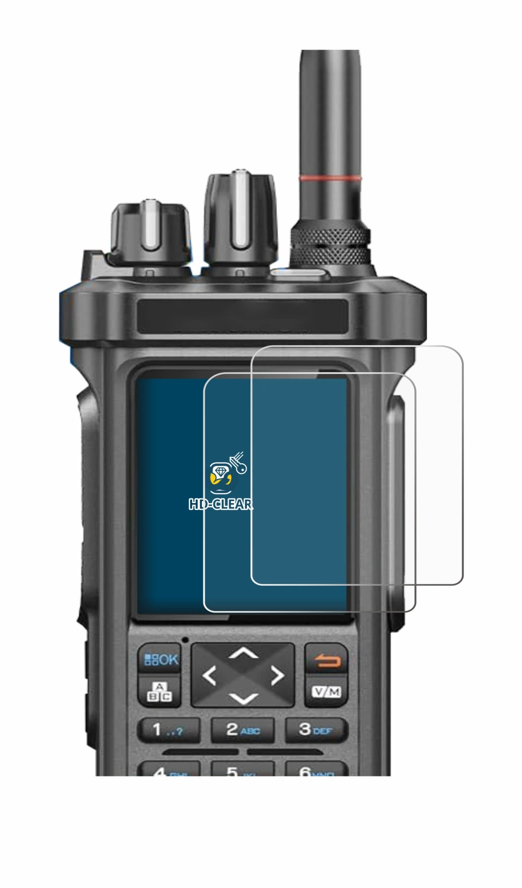 Image of the device Radtel RT-950 Pro with a wide variety of screen protectors.