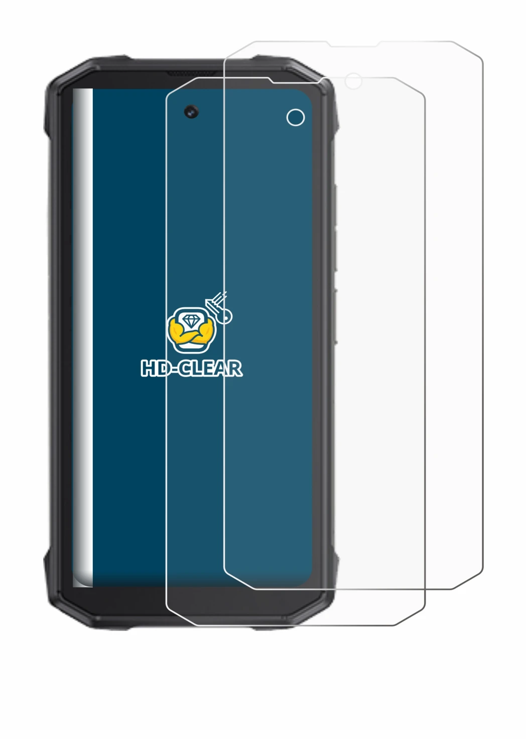 Image of the device Cubot King Kong Mini 4 with a wide variety of screen protectors.