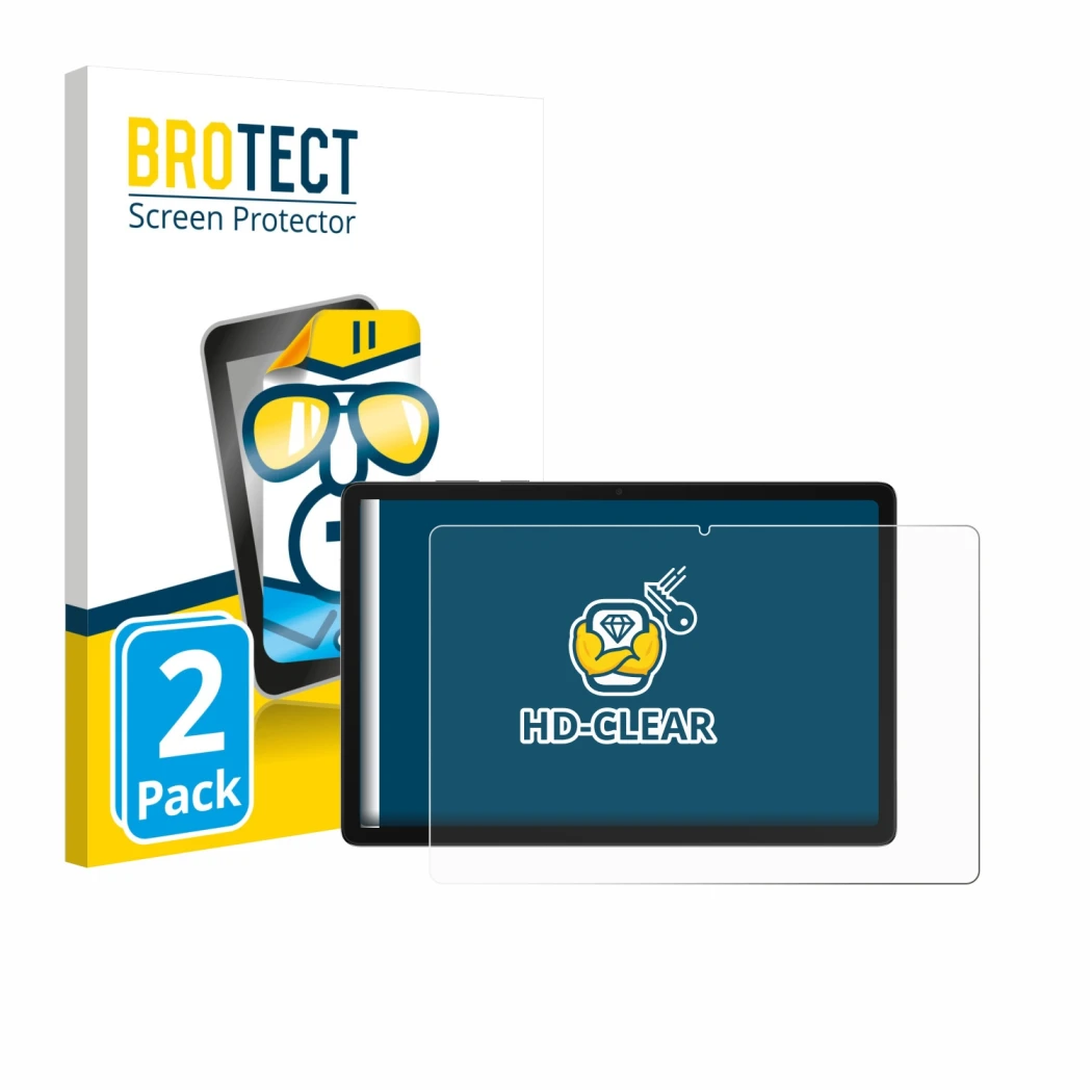 Front side of a product packaging with the brand logo BROTECT. Next to it is the device Samsung Galaxy Tab A11 Plus 5G 11