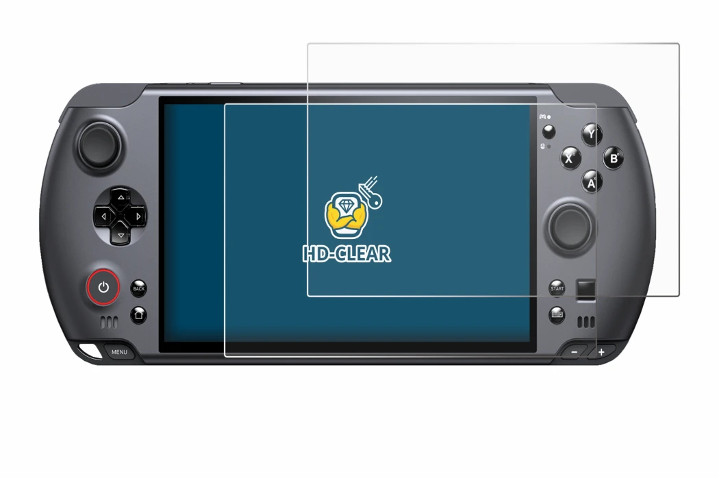 Image of the device GPD Win 5 with a wide variety of screen protectors.