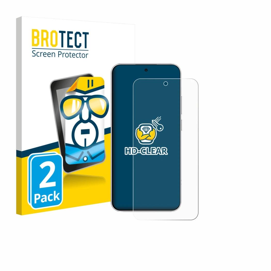 Front side of a product packaging with the brand logo BROTECT. Next to it is the device Xiaomi Redmi Note 15 Pro shown with th