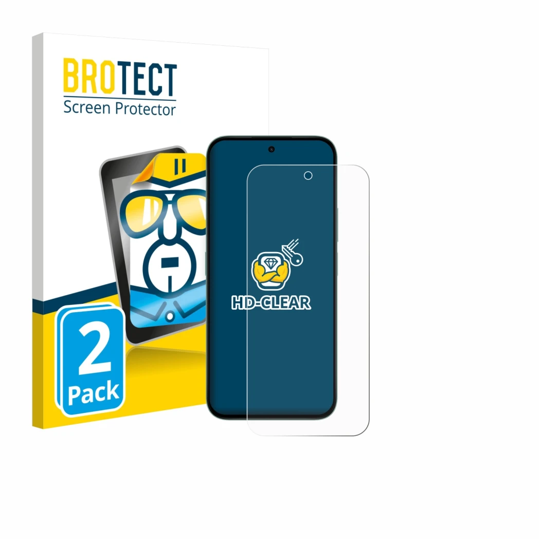 Front side of a product packaging with the brand logo BROTECT. Next to it is the device Honor X6c shown with the corresponding