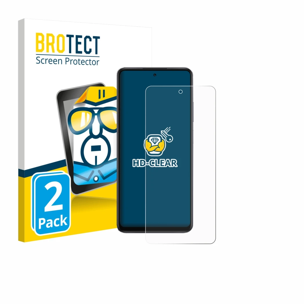 Front side of a product packaging with the brand logo BROTECT. Next to it is the device Oppo K13x shown with the corresponding